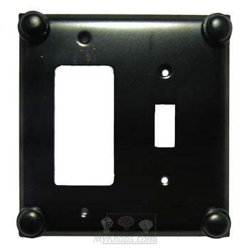 Button Switchplate Combo Rocker/GFI Single Toggle Switchplate in Pewter with Verde Wash