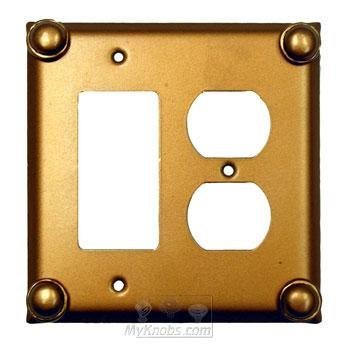 Button Switchplate Combo Rocker/GFI Duplex Outlet Switchplate in Gold