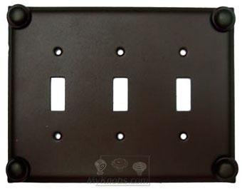 Button Switchplate Triple Toggle Switchplate in Black with Bronze Wash