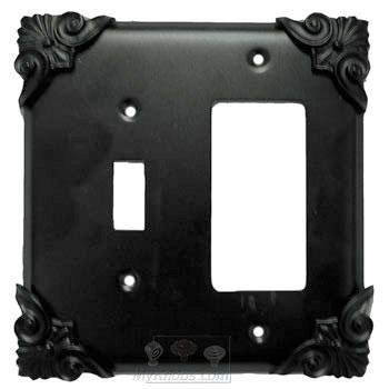 Corinthia Switchplate Combo Rocker/GFI Single Toggle Switchplate in Black with Maple Wash