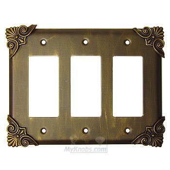 Corinthia Switchplate Triple Rocker/GFI Switchplate in Pewter with Terra Cotta Wash