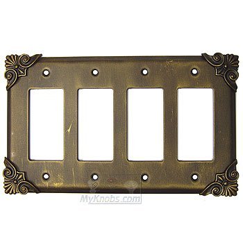 Corinthia Switchplate Quadruple Rocker/GFI Switchplate in Bronze with Verde Wash