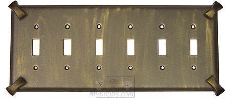 Hammerhein Switchplate Six Gang Toggle Switchplate in Bronze Rubbed