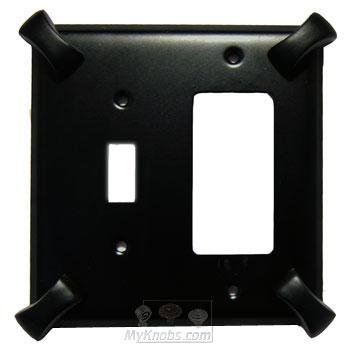Hammerhein Switchplate Combo Rocker/GFI Single Toggle Switchplate in Black with Verde Wash