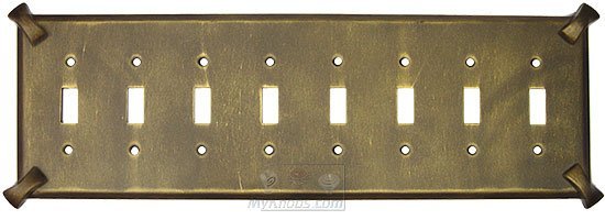 Hammerhein Switchplate Eight Gang Toggle Switchplate in Pewter with Maple Wash