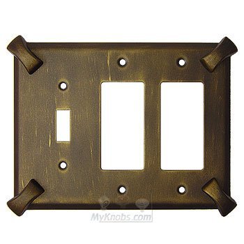 Hammerhein Switchplate Combo Double Rocker/GFI Single Toggle Switchplate in Pewter with Cherry Wash