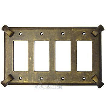 Hammerhein Switchplate Quadruple Rocker/GFI Switchplate in Bronze with Verde Wash