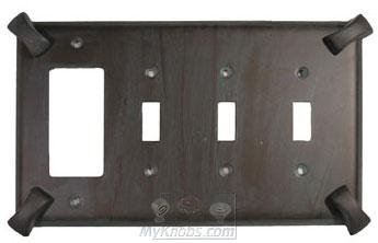 Hammerhein Switchplate Combo Rocker/GFI Triple Toggle Switchplate in Brushed Natural Pewter