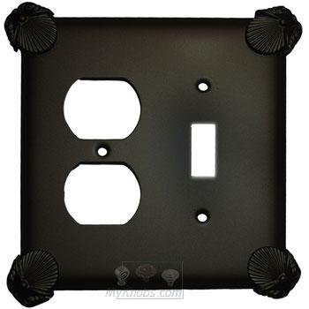 Oceanus Switchplate Combo Single Toggle Duplex Outlet Switchplate in Black with Bronze Wash