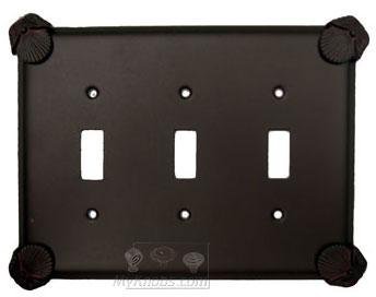 Oceanus Switchplate Triple Toggle Switchplate in Pewter with Maple Wash