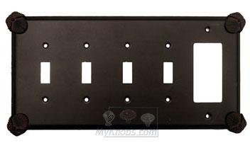 Oceanus Switchplate Combo Rocker/GFI Quadruple Toggle Switchplate in Pewter with Bronze Wash