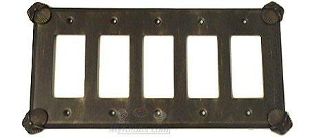 Oceanus Switchplate Five Gang Rocker/GFI Switchplate in Brushed Natural Pewter