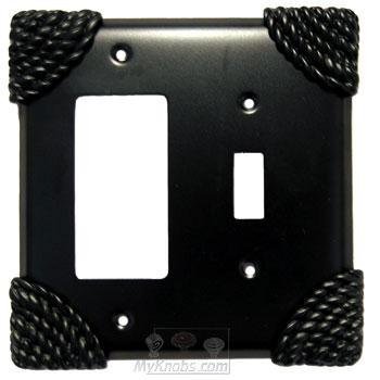 Roguery Switchplate Combo Rocker/GFI Single Toggle Switchplate in Black with Chocolate Wash