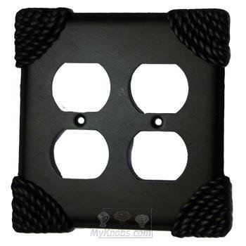 Roguery Switchplate Double Duplex Outlet Switchplate in Black with Cherry Wash