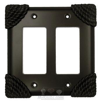 Roguery Switchplate Double Rocker/GFI Switchplate in Black with Terra Cotta Wash
