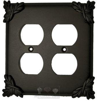 Sonnet Switchplate Double Duplex Outlet Switchplate in Black with Steel Wash