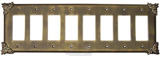 Sonnet Switchplate Eight Gang Rocker/GFI Switchplate in Copper Bright
