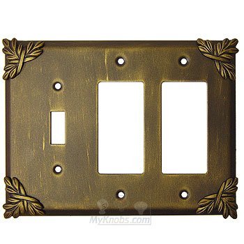 Sonnet Switchplate Combo Double Rocker/GFI Single Toggle Switchplate in Black with Maple Wash