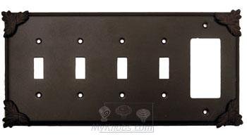 Sonnet Switchplate Combo Rocker/GFI Quadruple Toggle Switchplate in Brushed Natural Pewter