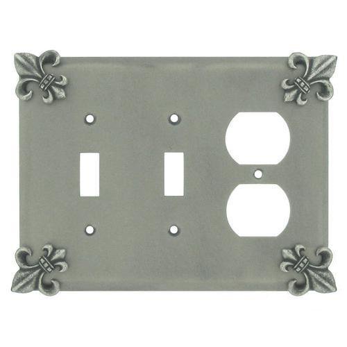 Fleur De Lis 2 Toggle/1 Duplex Outlet Switchplate in Bronze Rubbed