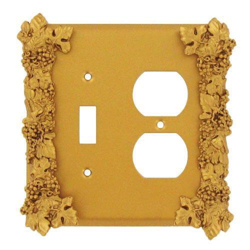 Grapes Combo Toggle/Duplex Outlet Switchplate in Bronze with Black Wash