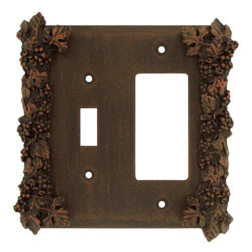 Grapes Combo Toggle/Rocker Switchplate in Bronze with Black Wash