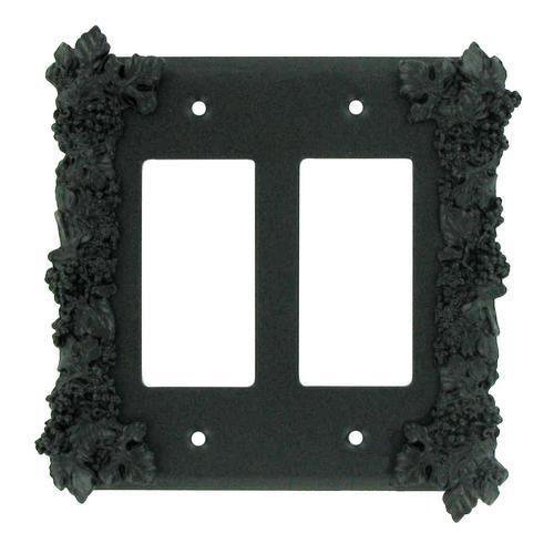Grapes Double Rocker/GFI Switchplate in Pewter with Terra Cotta Wash