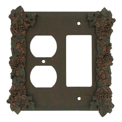 Grapes Combo GFI/Duplex Outlet Switchplate in Copper Bronze