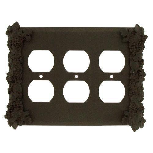 Grapes Triple Duplex Outlet Switchplate in Black with Copper Wash