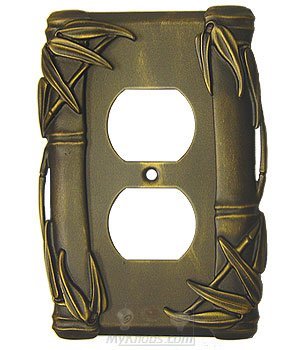 Bamboo Switchplate Duplex Outlet Switchplate in Bronze with Verde Wash