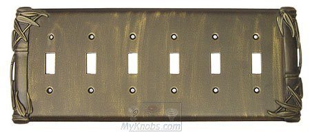 Bamboo Switchplate Six Gang Toggle Switchplate in Pewter Matte