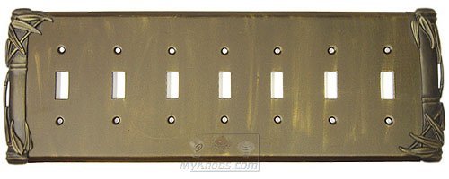 Bamboo Switchplate Seven Gang Toggle Switchplate in Black