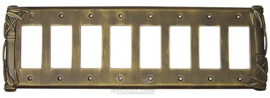 Bamboo Switchplate Eight Gang Rocker/GFI Switchplate in Black with Chocolate Wash