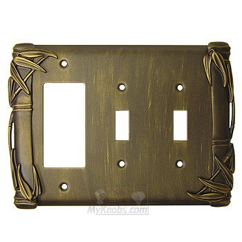 Bamboo Switchplate Combo Rocker/GFI Double Toggle Switchplate in Copper Bright