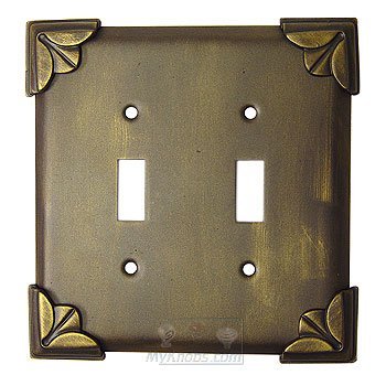 Pompeii Switchplate Double Toggle Switchplate in Antique Gold