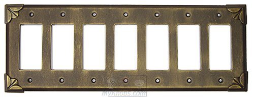 Pompeii Switchplate Seven Gang Rocker/GFI Switchplate in Rust with Verde Wash