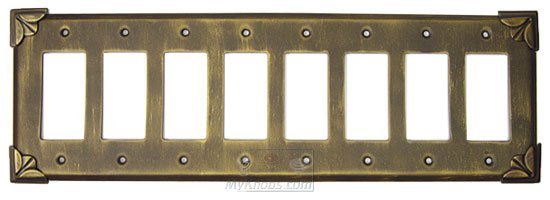 Pompeii Switchplate Eight Gang Rocker/GFI Switchplate in Bronze with Verde Wash