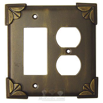 Pompeii Switchplate Combo Rocker/GFI Duplex Outlet Switchplate in Black with Terra Cotta Wash