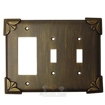 Pompeii Switchplate Combo Rocker/GFI Double Toggle Switchplate in Rust with Copper Wash