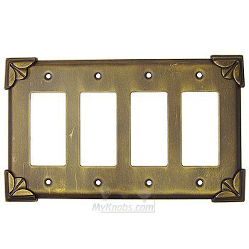 Pompeii Switchplate Quadruple Rocker/GFI Switchplate in Antique Gold
