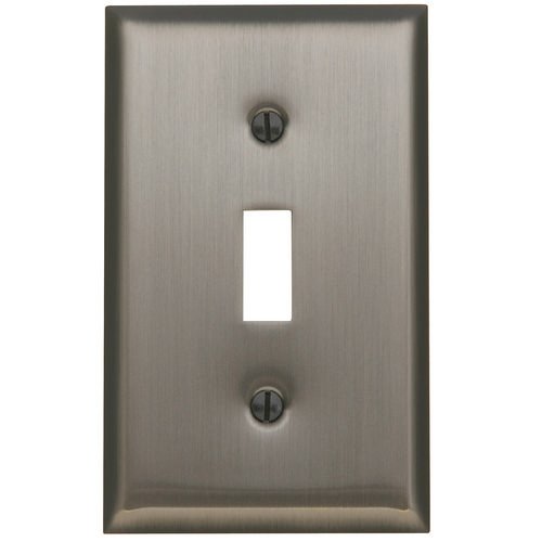 Single Toggle Beveled Edge Switchplate in Antique Nickel