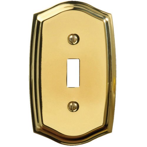Single Toggle Colonial Switchplate in Polished Brass