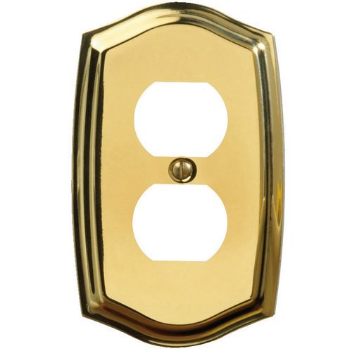 Single Duplex Outlet Colonial Switchplate in Polished Brass