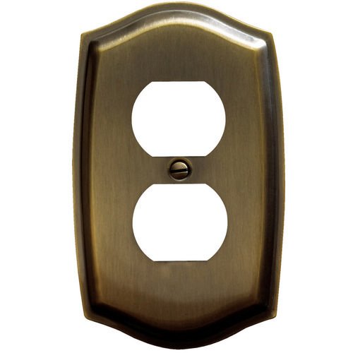 Single Duplex Outlet Colonial Switchplate in Satin Brass & Black