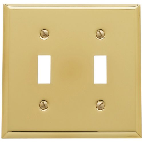 Double Toggle Beveled Edge Switchplate in Polished Brass