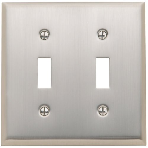 Double Toggle Beveled Edge Switchplate in Satin Nickel