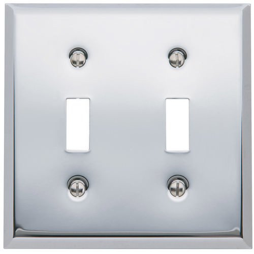 Double Toggle Beveled Edge Switchplate in Polished Chrome