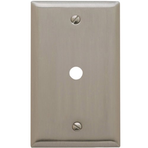 Single Cable Cover Beveled Edge Switchplate in Satin Nickel