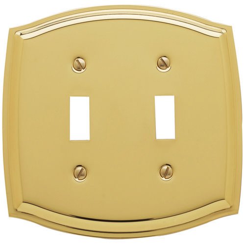 Double Toggle Colonial Switchplate in Polished Brass