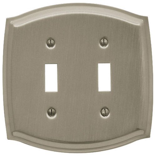 Double Toggle Colonial Switchplate in Satin Nickel